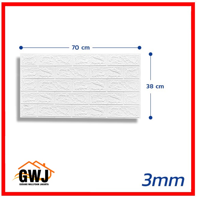 GWJ- 10 LEMBAR Wallpaper Motif Bata 3D 70x38cm Tebal 3mm