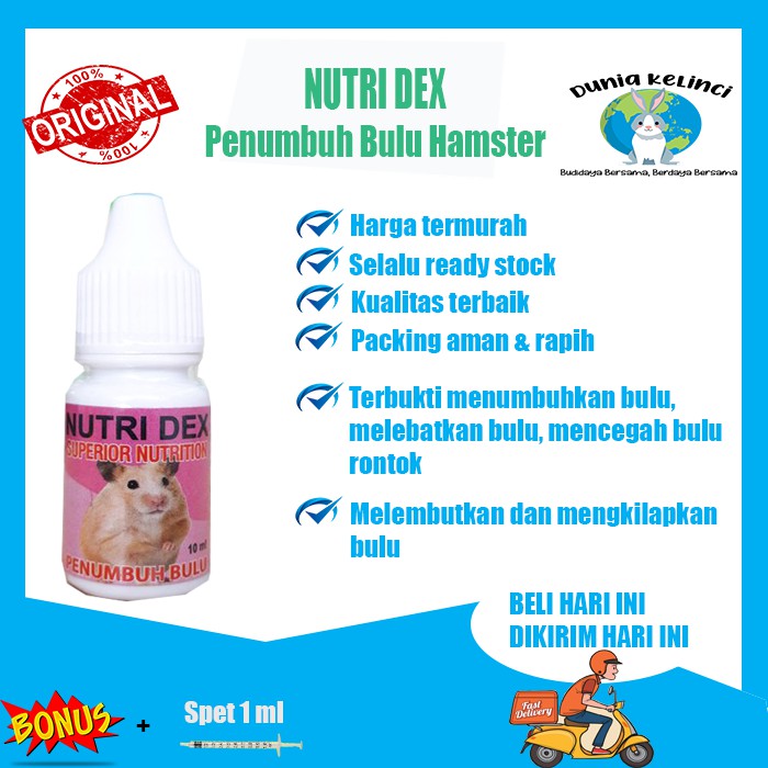 PENUMBUH BULU HAMSTER NUTRI DEX 10 ML NUTRI DEX OBAT VITAMIN