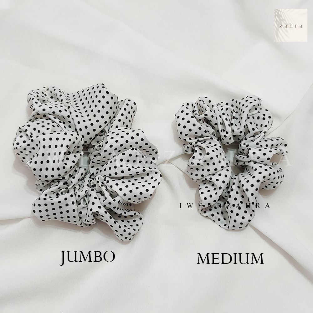 SCRUNCHIE POLKADOT JUMBO - Ikat Rambut Besar Cepol Hijab Polkadot Cemol Jilbab Jumbo Sanggul Bisa PIlih Warna Murah Kunciran aksesoris hijab murah multifungsi