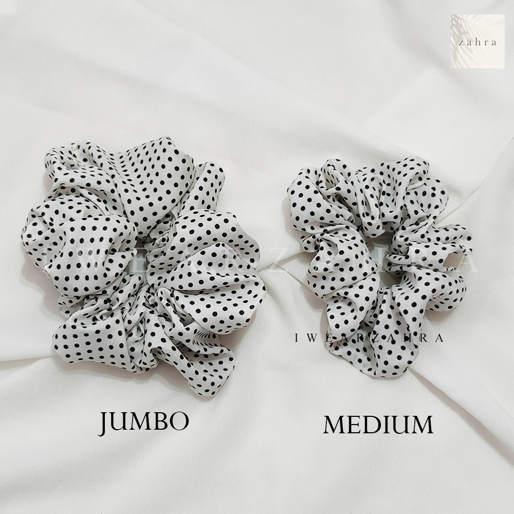 SCRUNCHIE POLKADOT JUMBO - Ikat Rambut Besar Cepol Hijab Polkadot Cemol Jilbab Jumbo Sanggul Bisa PIlih Warna Murah Kunciran aksesoris hijab murah multifungsi