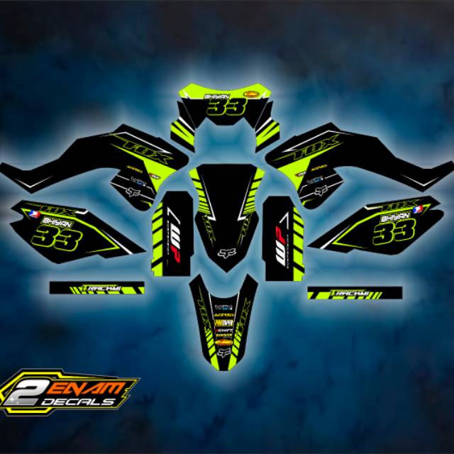 Decal Striping KLX Simpel Hijau Hitam