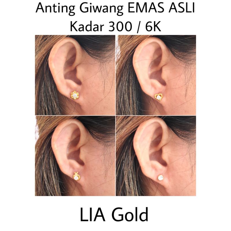 Anting Giwang EMAS Asli kadar 300 / 6k ( TOKO MAS LIA GOLD BEKASI )