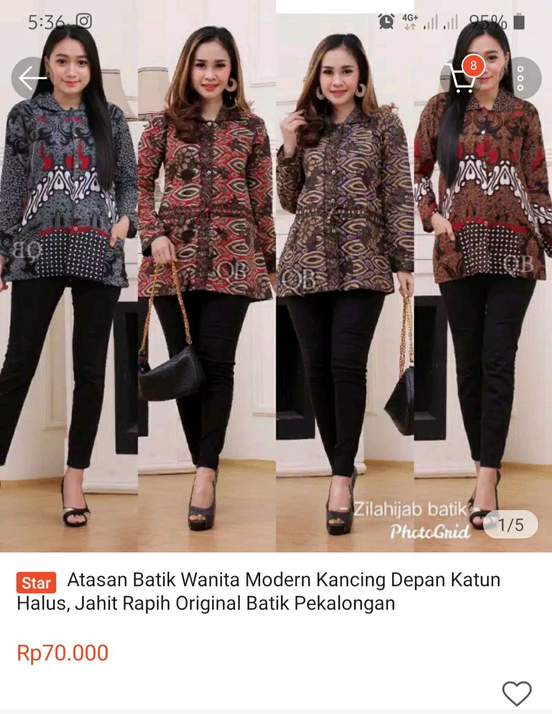 Atasan Batik Wanita Modern Kancing Depan Katun Halus, Jahit Rapih Original Batik Pekalongan