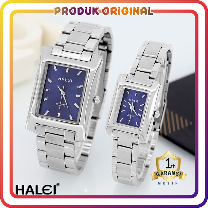 COD JAM TANGAN COUPLE HALEI ORIGINAL 366 RANTAI SILVER WATER RESISTANT STAINLES STEEL