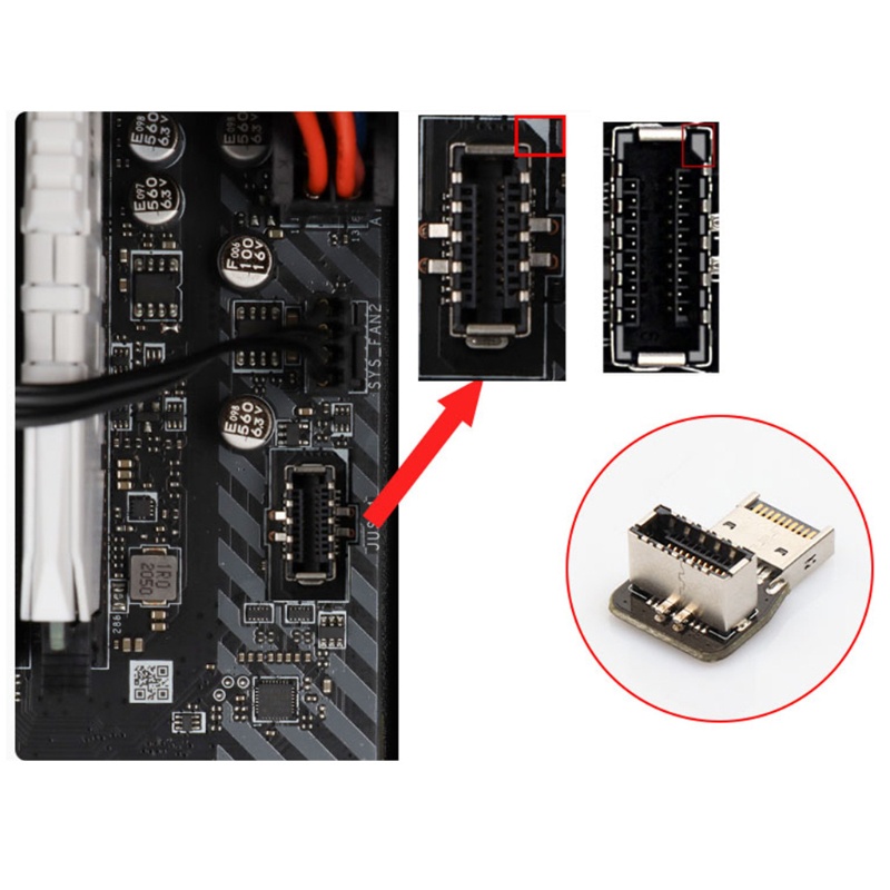 Adaptor Header Motherboard btsg 90derajat Kanan Kiri Turn Adapter Built-in USB3.1 20-Pin Tipe-E Interface Extension Adap