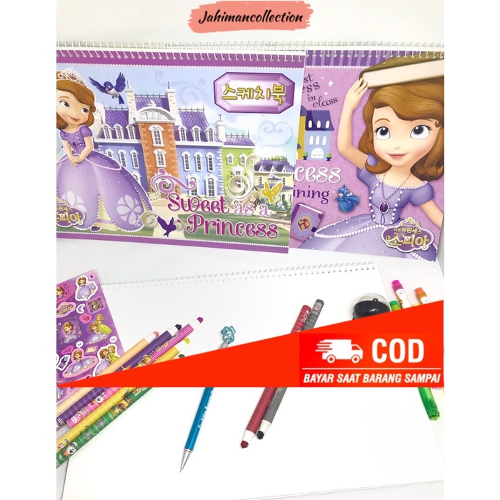 

✨ BISA COD ✨ buku gambar tebal sketchbook sofia disney + stiker