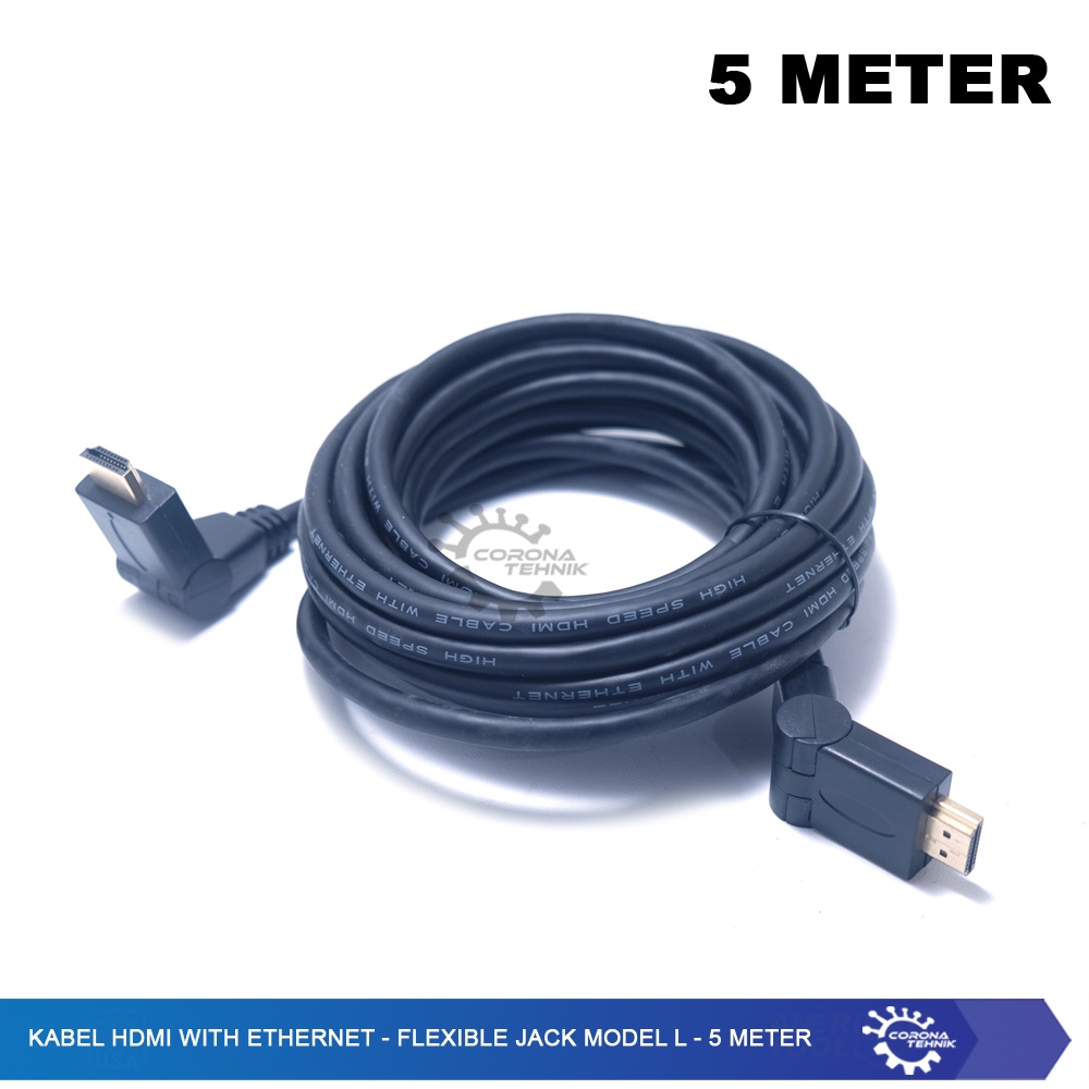 Flexible Jack Model L 180 Degree - 5 Meter - Kabel HDMI With Ethernet