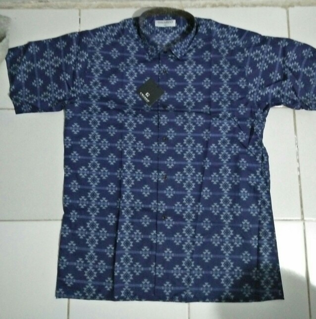 Kemeja Batik Slimfit Dan Reguler Navy Motif Anyam Full Katun Murah Gwardo