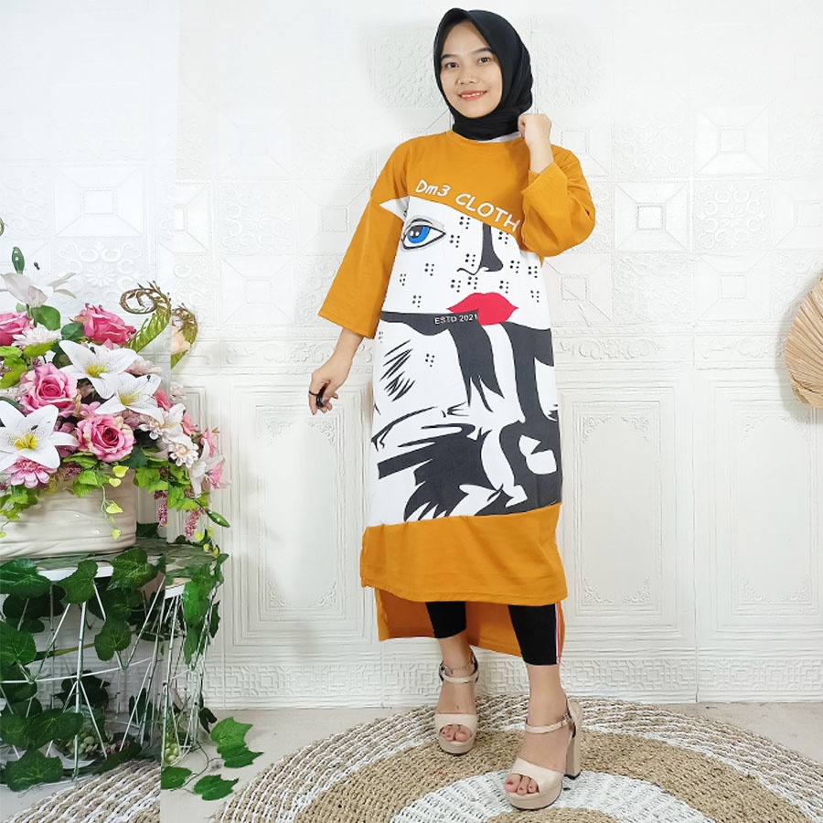 CARLINA LONG TUNIK EYE LIP DM DRESS OVERSIZE