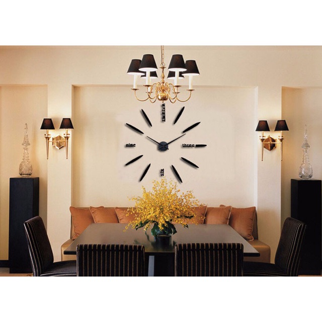 Jam Dinding Besar DIY Giant Wall Clock Quartz Creative Design diameter 80-130cm - Black