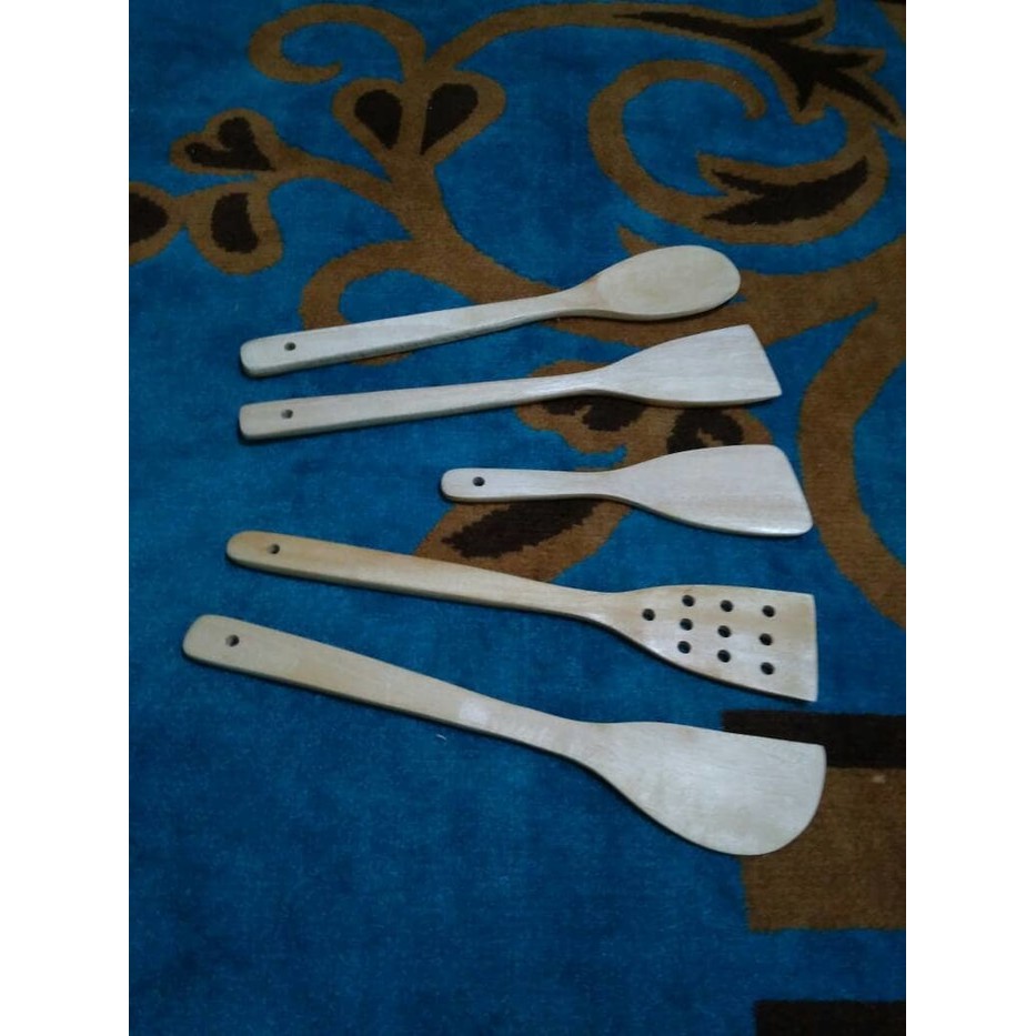 Sutil/Sendok/Spatula/Sodet Kayu Mahoni set isi 5 pcs