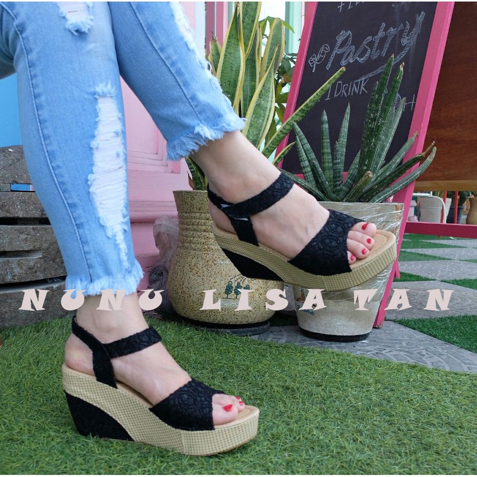 NunuLisaTan Baru Sandal WEDGES BRUKAT TALI