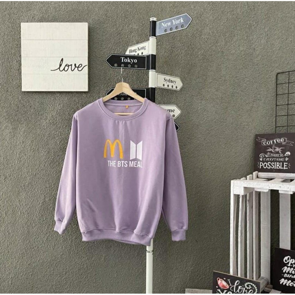 Hoodie Sweater Oblong Lilac Korean Style Bahan Flacee