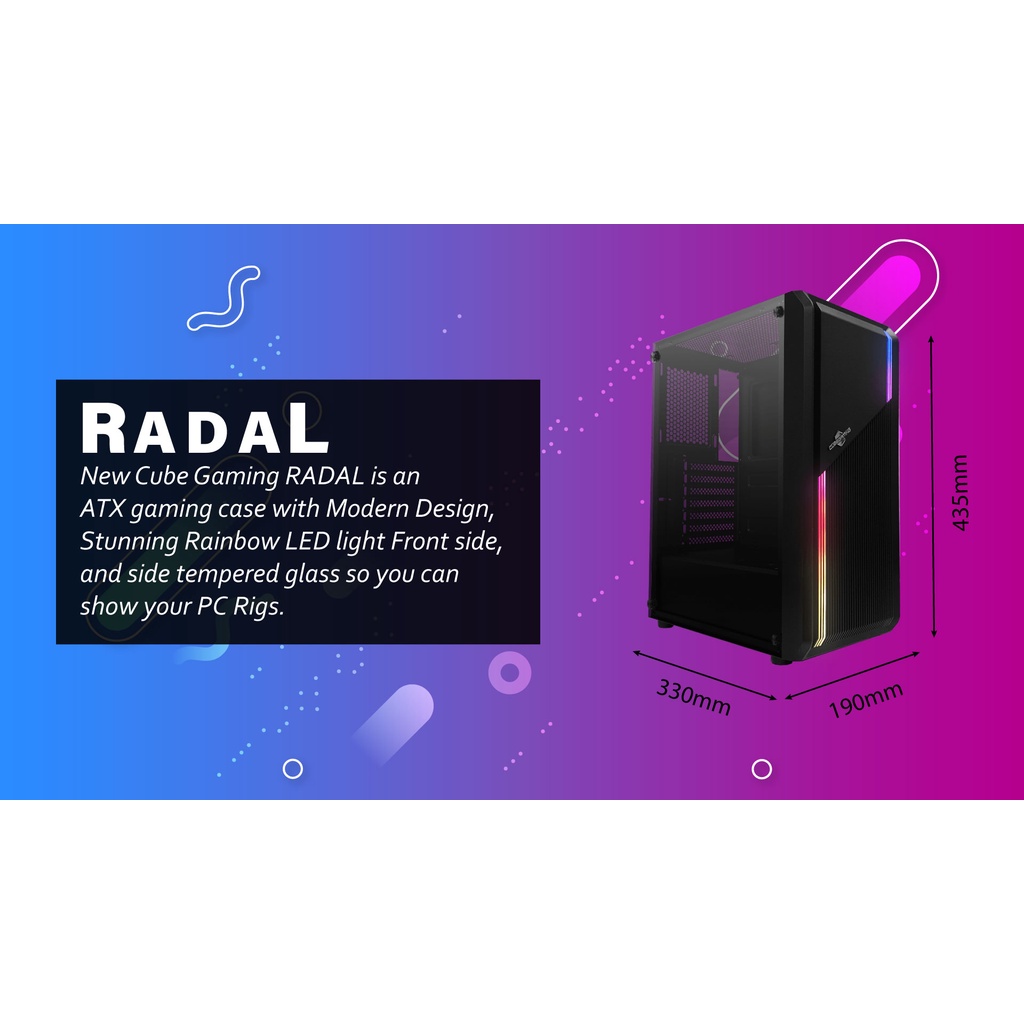 Cube Gaming Radal + 2 Fan RGB Casing PC Gaming