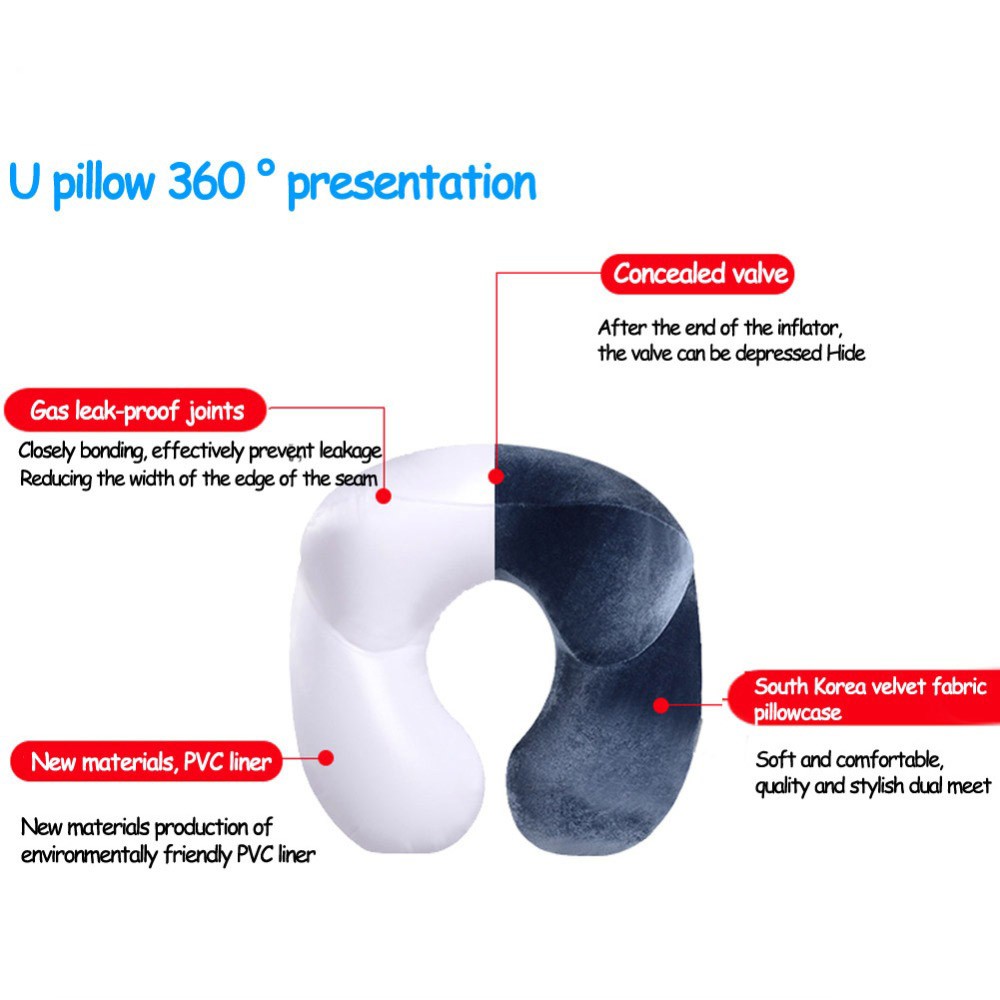 Bantal Leher U-Shape Inflatable Travel Neck Pillow | Bisa Diisi Udara