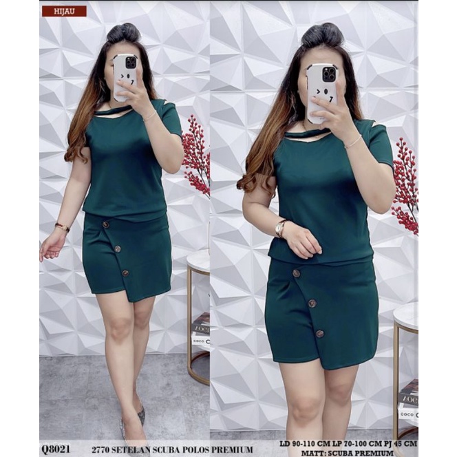 2770 SETELAN WANITA ROK CELANA SCUBA BKK