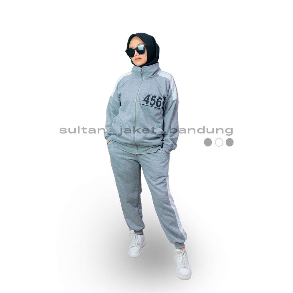 SQUID GAME SETELAN JAKET &amp; CELANA TERMURAH GREY II JAKET KOREA II JAKET OLAHRAGA II SETELAN ANAK