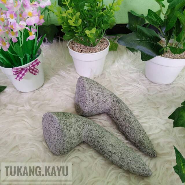 Ulekan Cobek Batu Asli, Ukuran Besar dan Kecil. Dijamin 100% Batu Asli