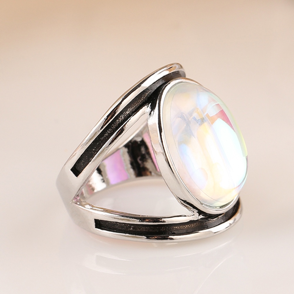 Hu Hu Hu Hu Hu Alat Bantu Pasang Kacamata♡ Cincin Batu Moonstone Imitasi Bentuk Oval Besar Aneka Warna Untuk Wanita