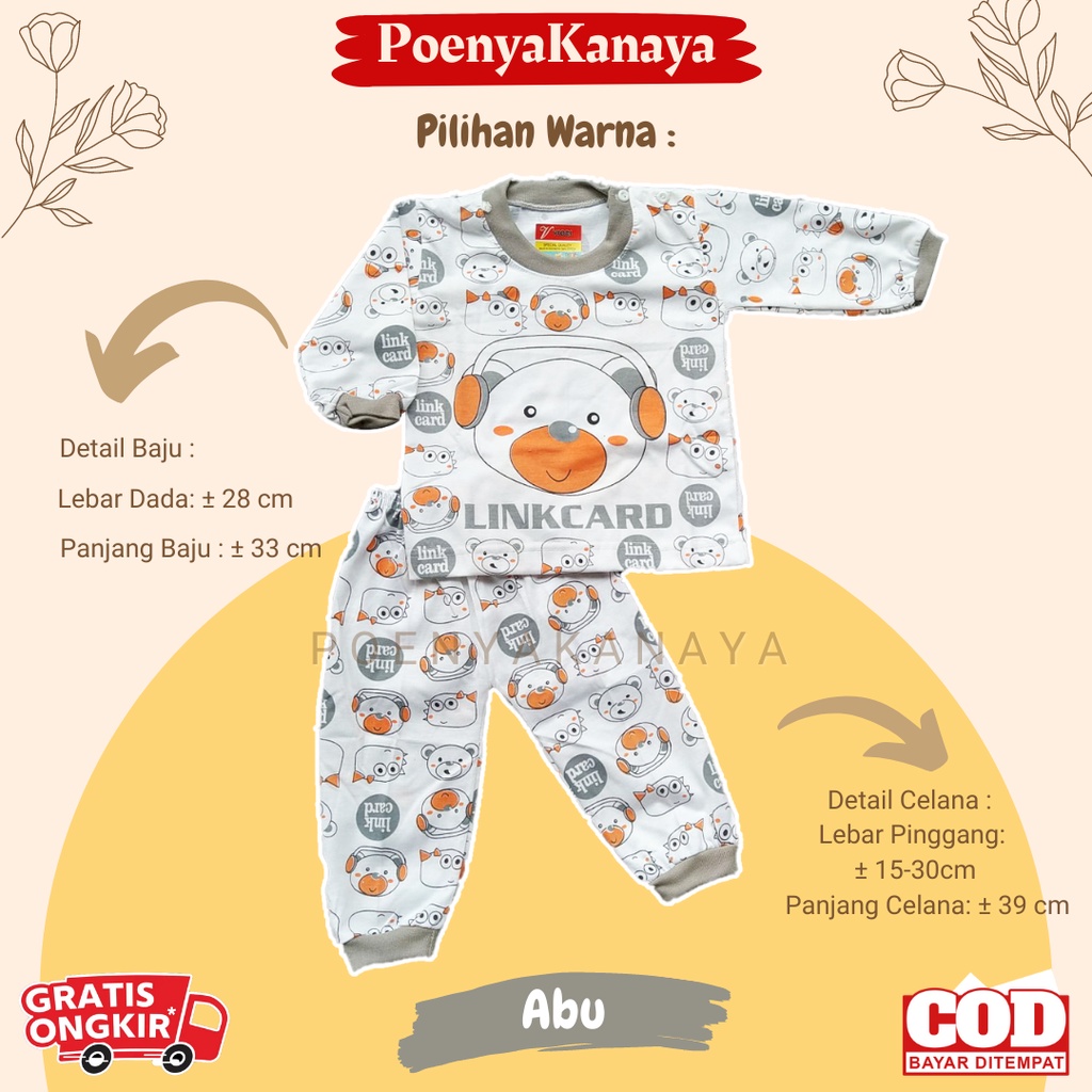 Setelan Baju Bayi Piyama Bayi Panjang LINKCARD Viori 6-18 Bulan SPY128