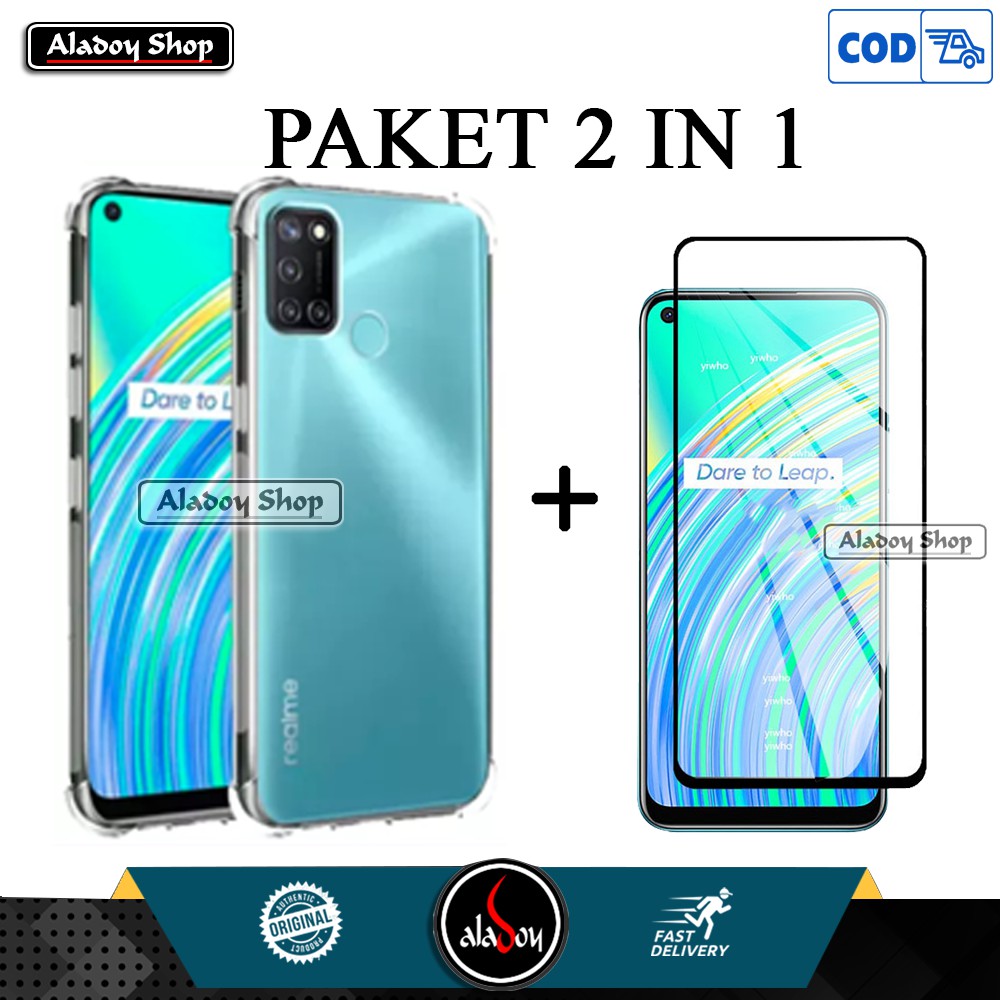 Case Realme C17 Anti Crack Soft Case Premium Casing Free Tempered Glass Full Layar