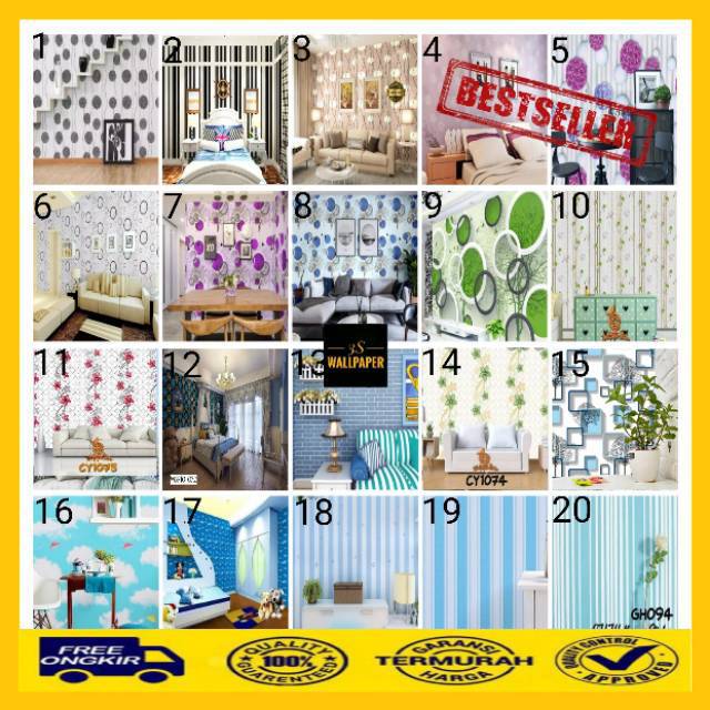 COD TERMURAH WALLPAPER DINDING BIRU, HIJAU, HITAM, AWAN ...