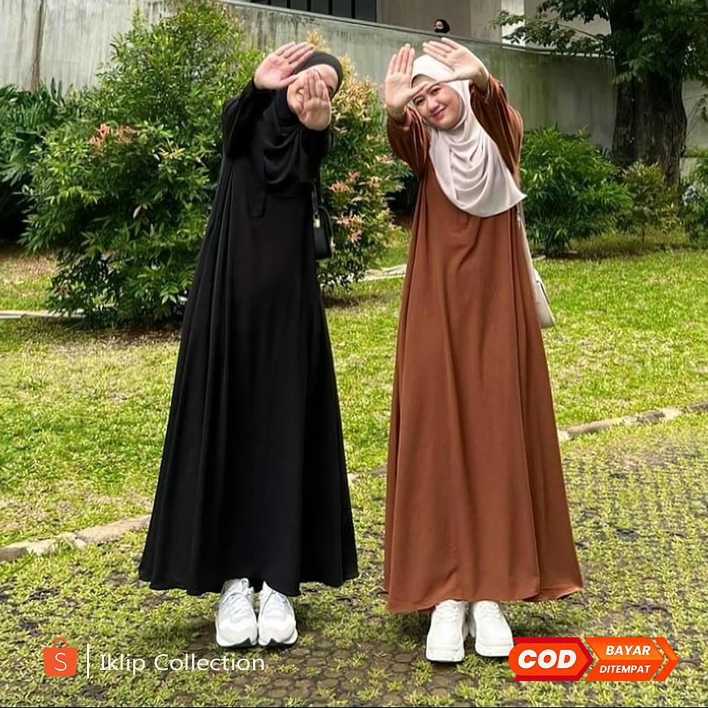 Gamis Terbaru Denisa cringkle warna Hitam