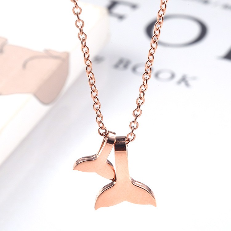 Perhiasan Kalung Titanium Fashion Korea Rosegold Mermaid Polos - BN312