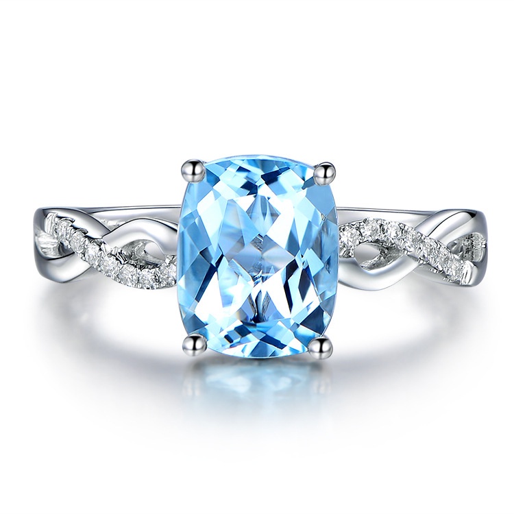 Cincin Sterling Silver 925 Dengan Batu Hias Biru Laut Untuk Wanita Ccb52