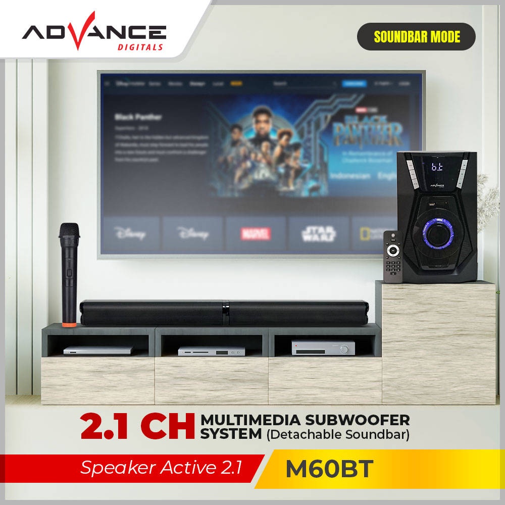 【READY STOCK】Advance M60BT Speaker Stereo Bluetooth Xtra Bass Subwoofer Bisa Karoke Gratis 1 Mic Garansi Resmi 1 Tahun