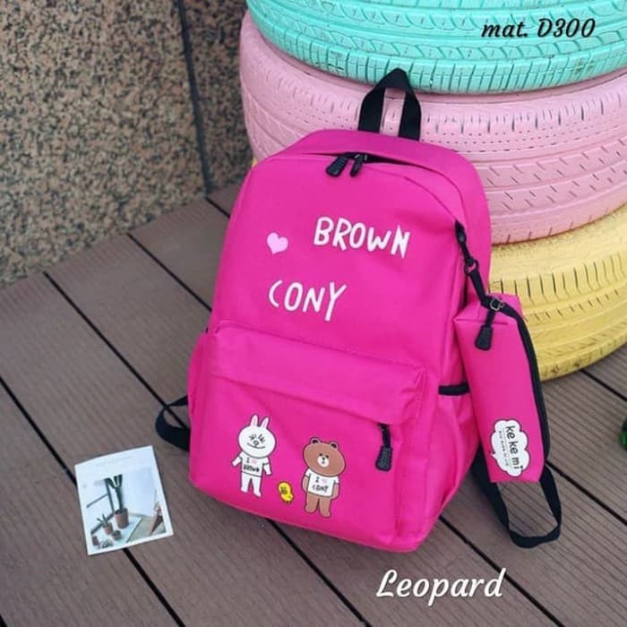 Tas Sekolah Wanita Brown Cony - Hitam  Grosir