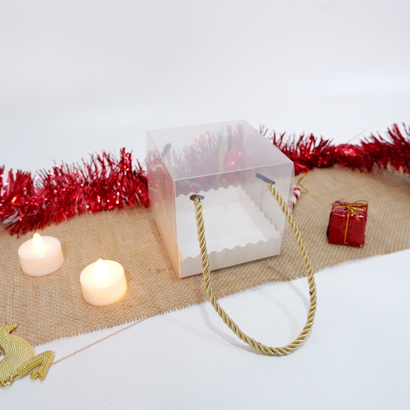 

box mika handle / transparan cupcake 10 x 10 x 10 cm