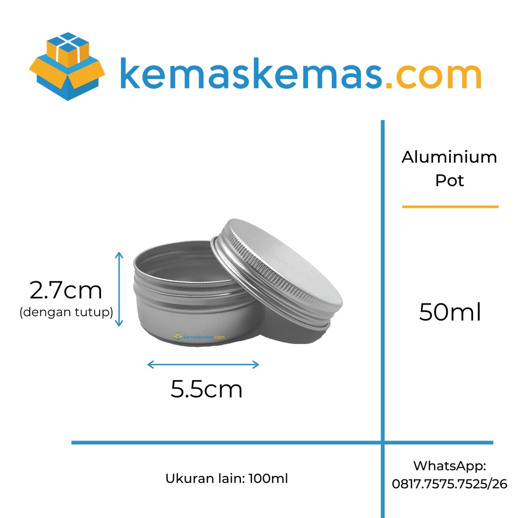 Pot Jar Alumunium 50ml / Jar Kaleng Aluminium ukuran 50 ml
