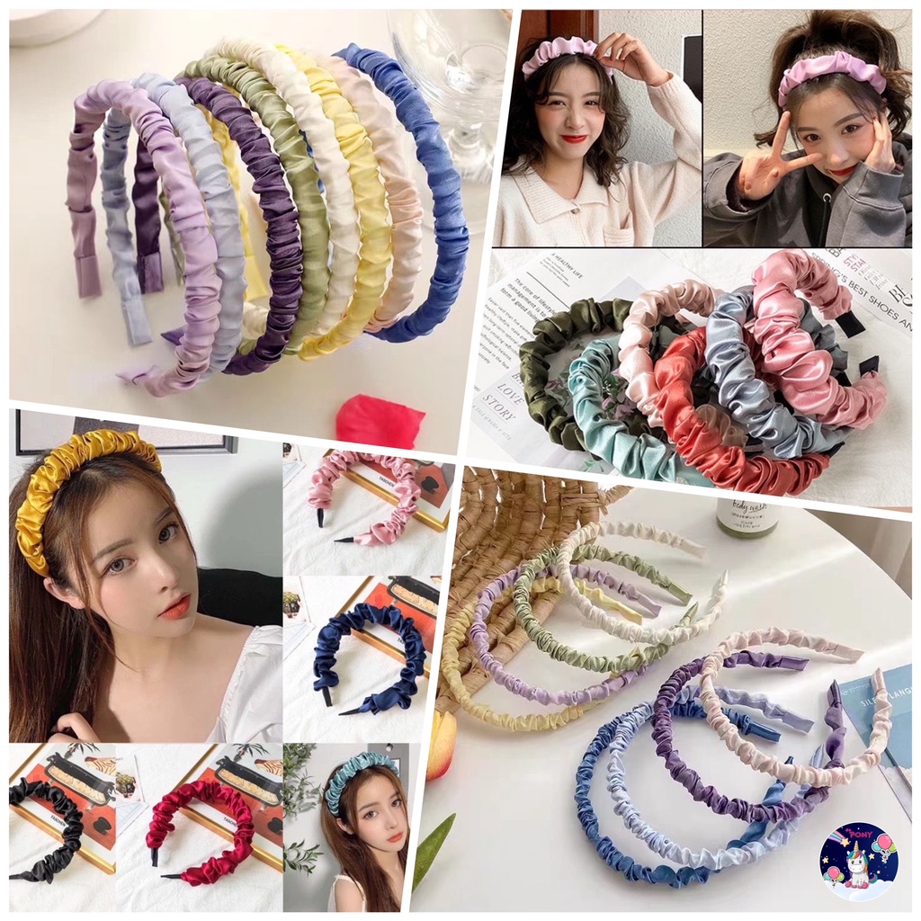 Bando Scrunchie Anti Patah / Bando Nagita PREMIUM / Bando Korea / Kerut Ruffle Satin