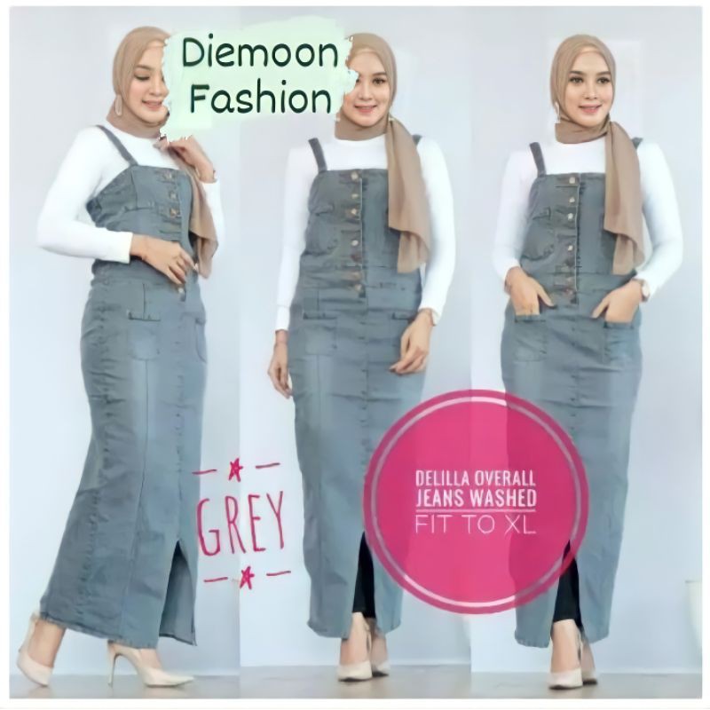 ((3 warna )) DELILA OVERALL Matt Jeans Wash HQ