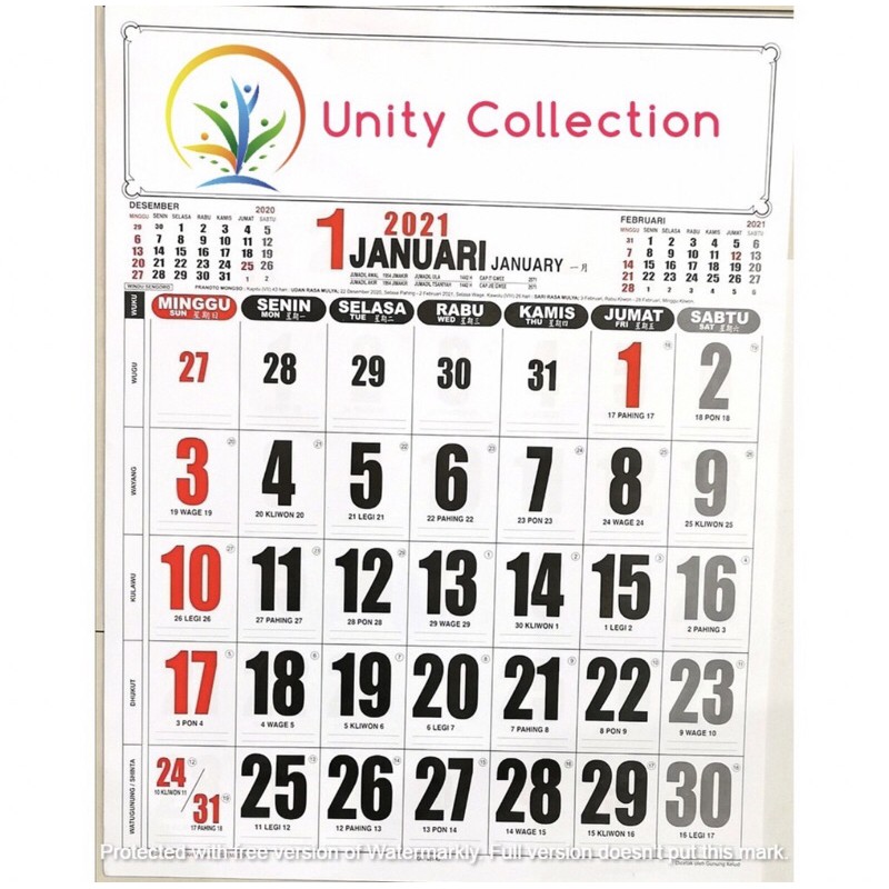 Kalender Dinding Jumbo 2021 / Kalender Dinding 2021 / Kalender Gantung 2021