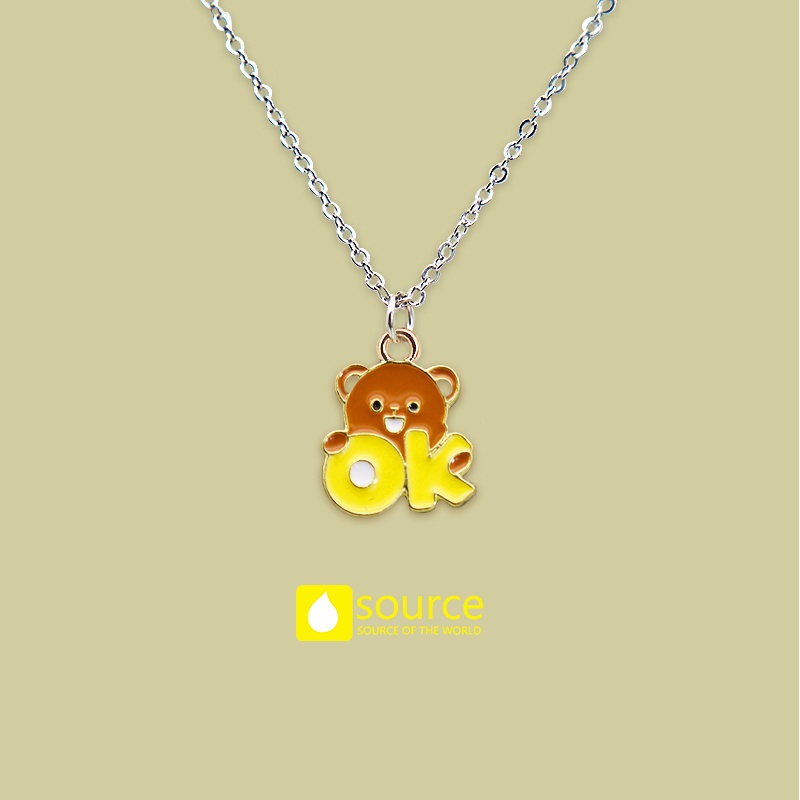 Kalung Rantai Liontin Kartun Dinosaurus Lebah Beruang Bahan Stainless Steel Alloy Untuk Anak