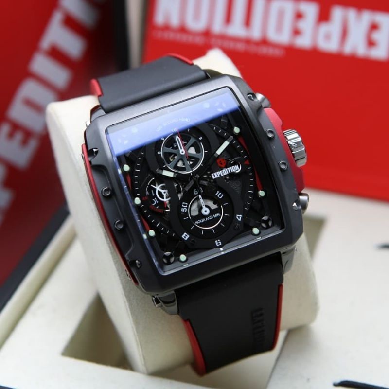 Jam Tangan Expedition E 6811 Pria / E6811 MC Black / Red Original