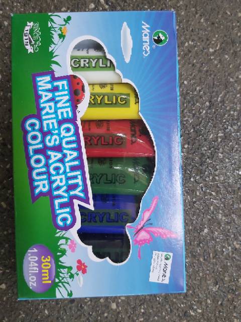 

H7Y Cat Akrilik Set Lukis Maries Isi 6 Warna Dasar x 30 ml / Marie's Acrylic Paint Color 6x30 ml No