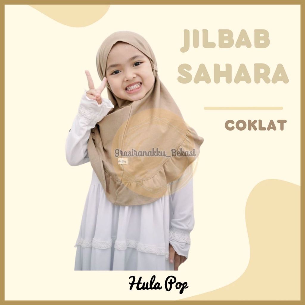 Jilbab Anak Sahara Hullapop Warna Coklat Size 1-5tahun