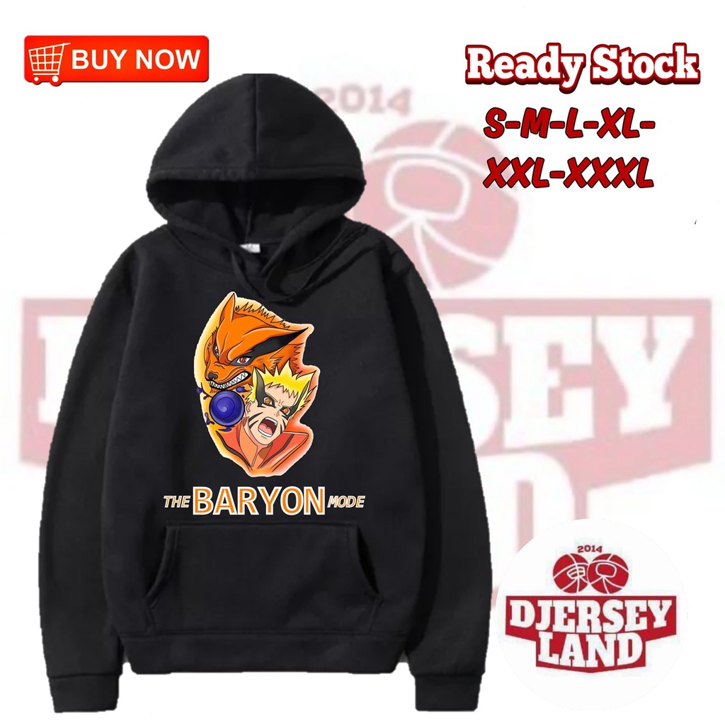 HOODIE JUMPER ANIME  NARUTO THE BARYON MODE JACKET PRIA UNISEX SWEATER COTTON FLEECE