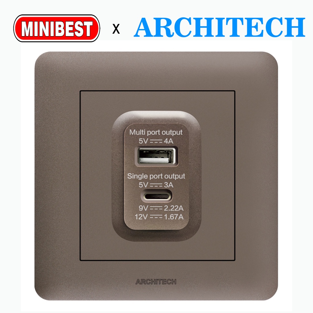 MINIBEST ARCHITECH INFINITY BROWN / SAKLAR USB / STOP KONTAK COLOKAN A63 NEW 2.3