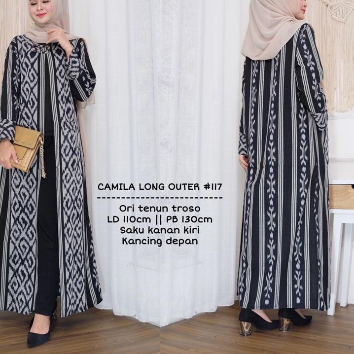 Oke Price.. Long Cardi Bahan Tenun Troso Premium Long Outer Tenun Camila Outer