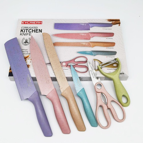 PISAU STAINLESS KITCHEN KNIFE SET 6 in 1 PISAU CANTIK