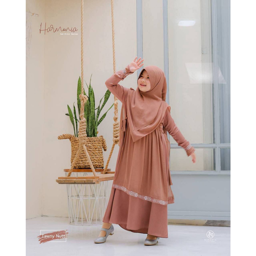 HARMONIA DRESS/GAMIS KIDS SET KHIMAR BY NARARYA