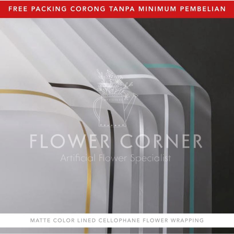 

5 LEMBAR Matte Colored Lined Cellophane Flower Wrapping Paper Kertas Buket Bunga (FW007)