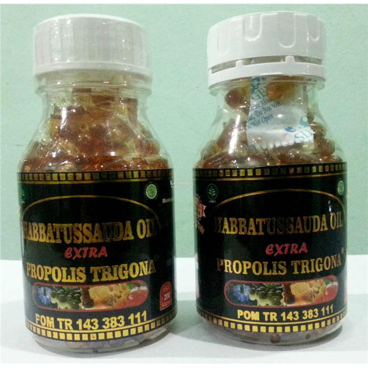 Paket 2 Botol Habbatussauda Extra Propolis Trigona Izin Edar BPOM isi 200 Kapsl