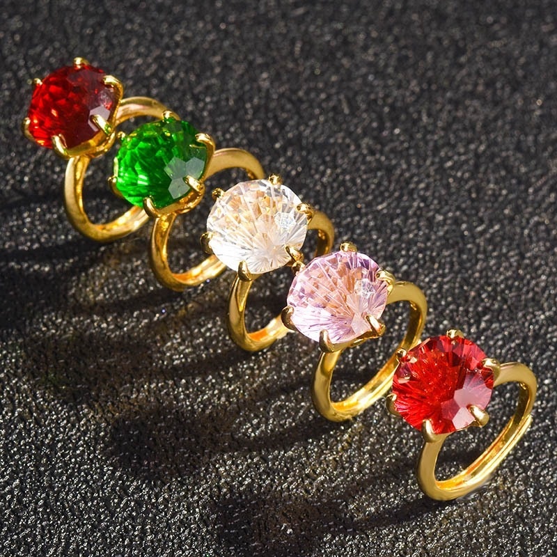 Cincin Batu Permata Citrine Warna-Warni Model Terbuka Untuk Fashion