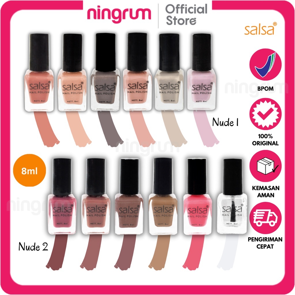 Ningrum - Nail Polish Kutek Salsa Nude Series Cat Kuku Non Peel Off - 5417