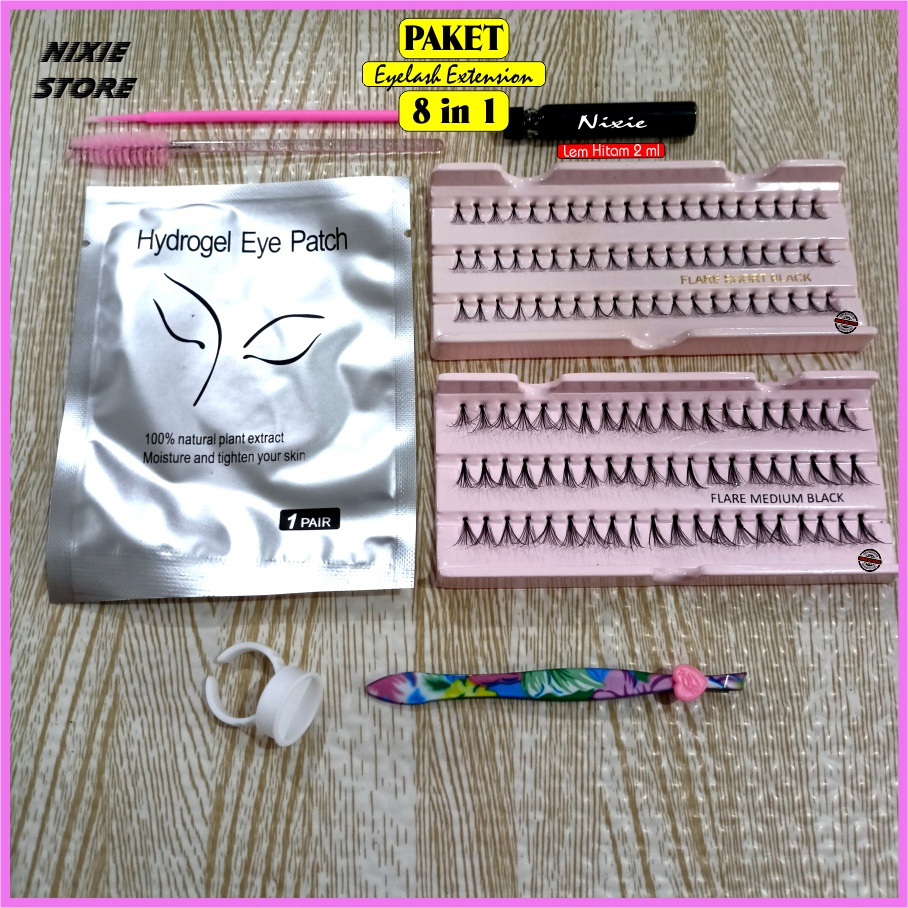 Paket Eyelash Extension 8 in 1 Bulu mata Tanam Extension Kualitas Ekspor Lengkap